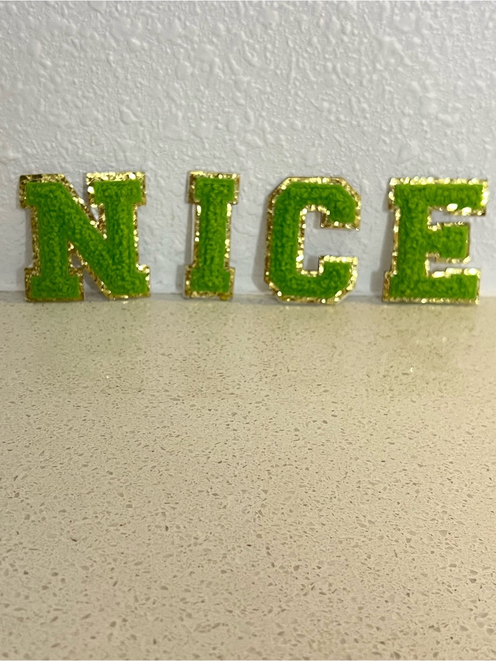 Self Adhesive Green Glitter 'NICE' Letter Set